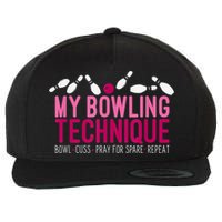 My Bowling Technique Funny Bowler Wool Snapback Cap