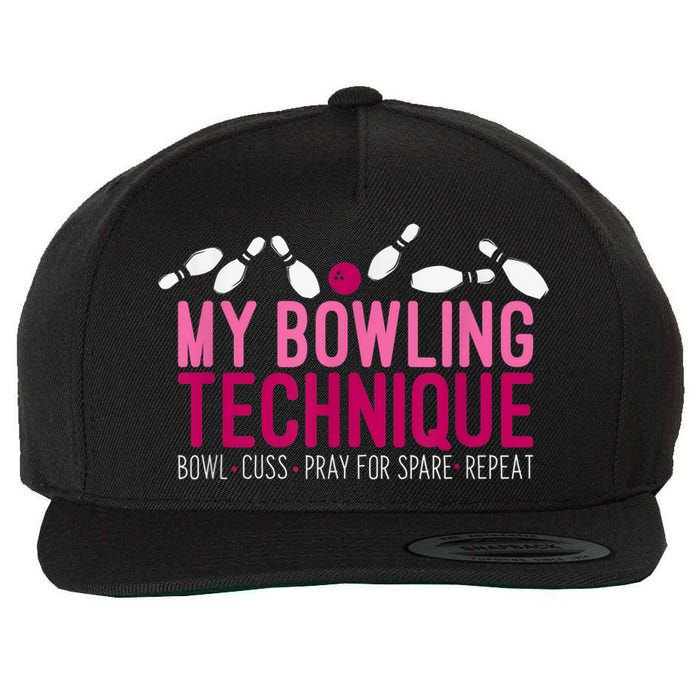 My Bowling Technique Funny Bowler Wool Snapback Cap