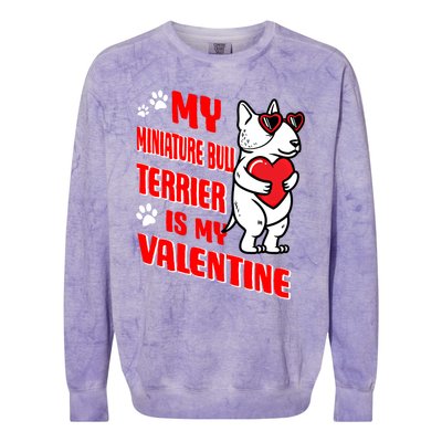 Miniature Bull Terrier Valentines Day Dog Love Mini Bull Gift Colorblast Crewneck Sweatshirt