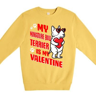 Miniature Bull Terrier Valentines Day Dog Love Mini Bull Gift Premium Crewneck Sweatshirt