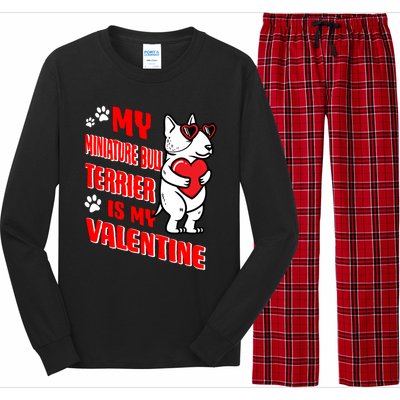 Miniature Bull Terrier Valentines Day Dog Love Mini Bull Gift Long Sleeve Pajama Set