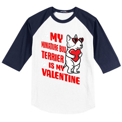 Miniature Bull Terrier Valentines Day Dog Love Mini Bull Gift Baseball Sleeve Shirt