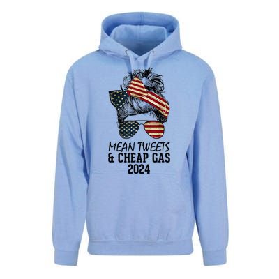 Messy Bun Trumpgirl Mean Tweets And Cheap Gas 2024 Unisex Surf Hoodie