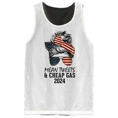 Messy Bun Trumpgirl Mean Tweets And Cheap Gas 2024 Mesh Reversible Basketball Jersey Tank