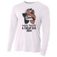 Messy Bun Trumpgirl Mean Tweets And Cheap Gas 2024 Cooling Performance Long Sleeve Crew