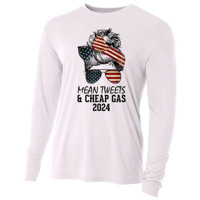 Messy Bun Trumpgirl Mean Tweets And Cheap Gas 2024 Cooling Performance Long Sleeve Crew