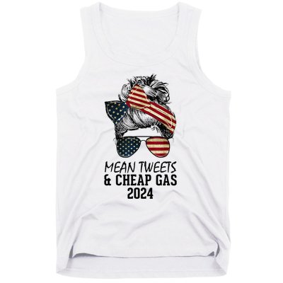 Messy Bun Trumpgirl Mean Tweets And Cheap Gas 2024 Tank Top