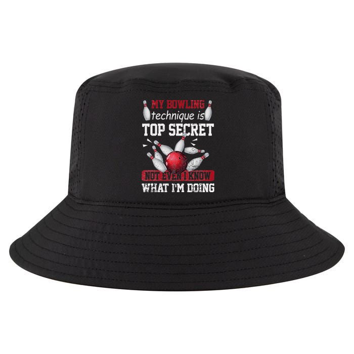My Bowling Technique Is Top Secret Funny Bowling Bowler Cool Comfort Performance Bucket Hat