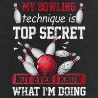 My Bowling Technique Is Top Secret Funny Bowling Bowler 7 Panel Mesh Trucker Snapback Hat