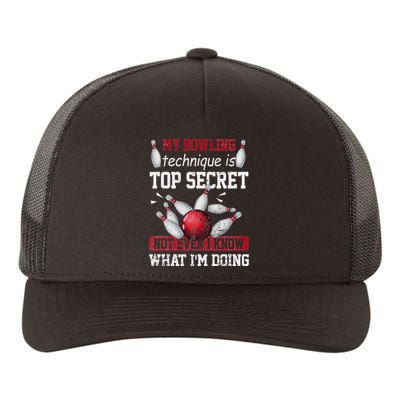My Bowling Technique Is Top Secret Funny Bowling Bowler Yupoong Adult 5-Panel Trucker Hat