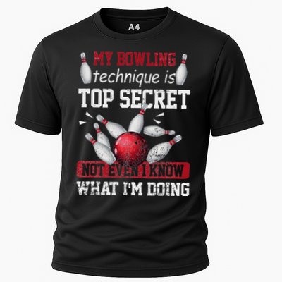 My Bowling Technique Is Top Secret Funny Bowling Bowler Performance Shirt