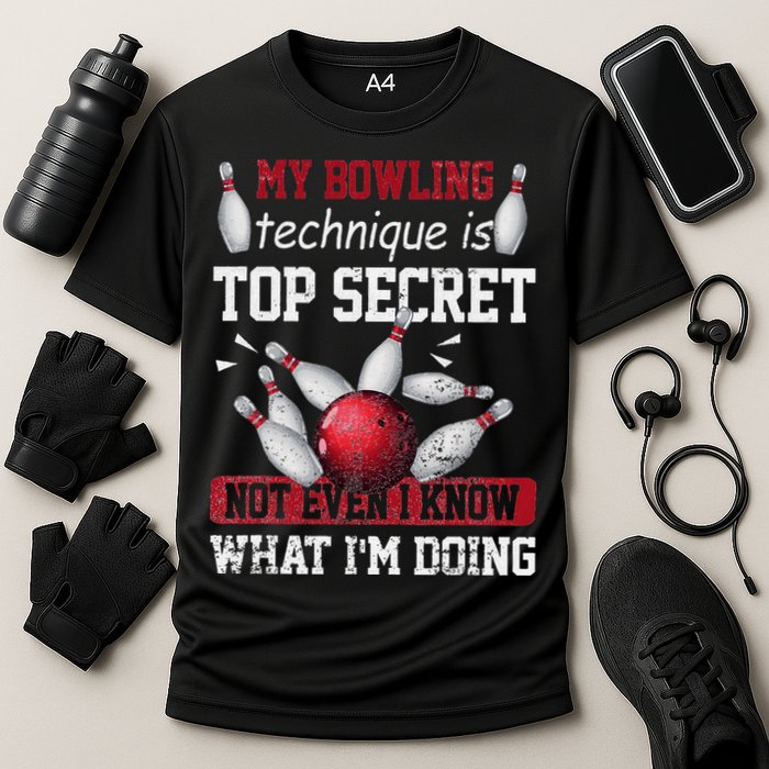 My Bowling Technique Is Top Secret Funny Bowling Bowler Performance Shirt