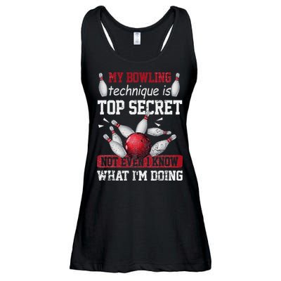 My Bowling Technique Is Top Secret Funny Bowling Bowler Ladies Essential Flowy Tank