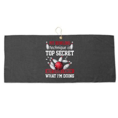 My Bowling Technique Is Top Secret Funny Bowling Bowler Large Microfiber Waffle Golf Towel