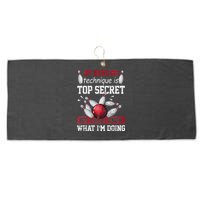 My Bowling Technique Is Top Secret Funny Bowling Bowler Large Microfiber Waffle Golf Towel