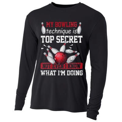 My Bowling Technique Is Top Secret Funny Bowling Bowler Cooling Performance Long Sleeve Crew
