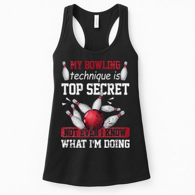 My Bowling Technique Is Top Secret Funny Bowling Bowler Womens Tank Top