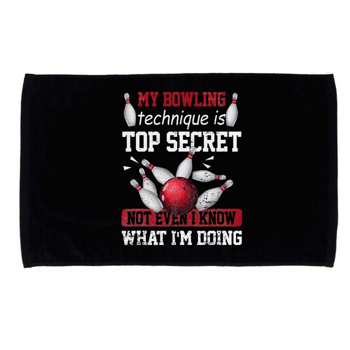 My Bowling Technique Is Top Secret Funny Bowling Bowler Microfiber Hand Towel