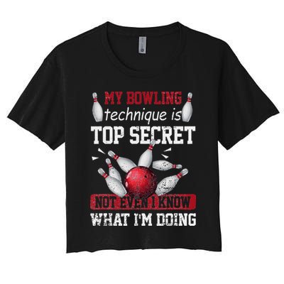 My Bowling Technique Is Top Secret Funny Bowling Bowler Crop Top