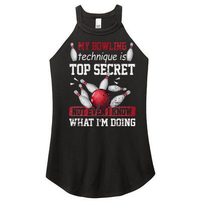 My Bowling Technique Is Top Secret Funny Bowling Bowler Women’s Perfect Tri Rocker Tank