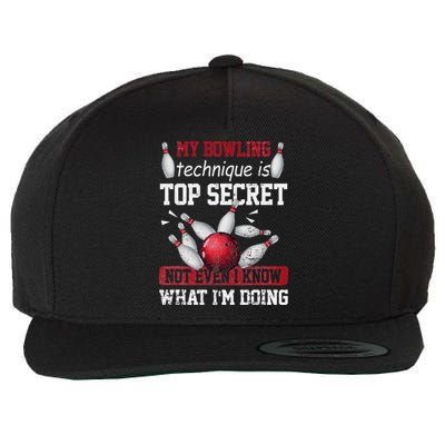 My Bowling Technique Is Top Secret Funny Bowling Bowler Wool Snapback Cap