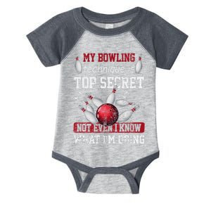 My Bowling Technique Is Top Secret Funny Bowling Bowler Infant Baby Jersey Bodysuit