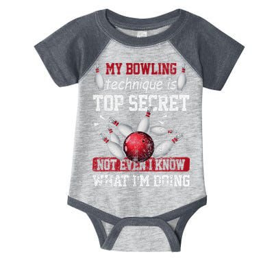 My Bowling Technique Is Top Secret Funny Bowling Bowler Infant Baby Jersey Bodysuit