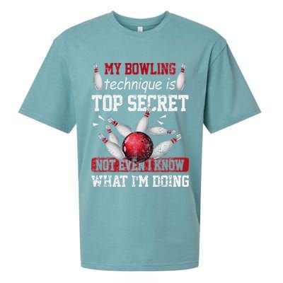 My Bowling Technique Is Top Secret Funny Bowling Bowler Sueded Cloud Jersey T-Shirt