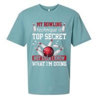 My Bowling Technique Is Top Secret Funny Bowling Bowler Sueded Cloud Jersey T-Shirt