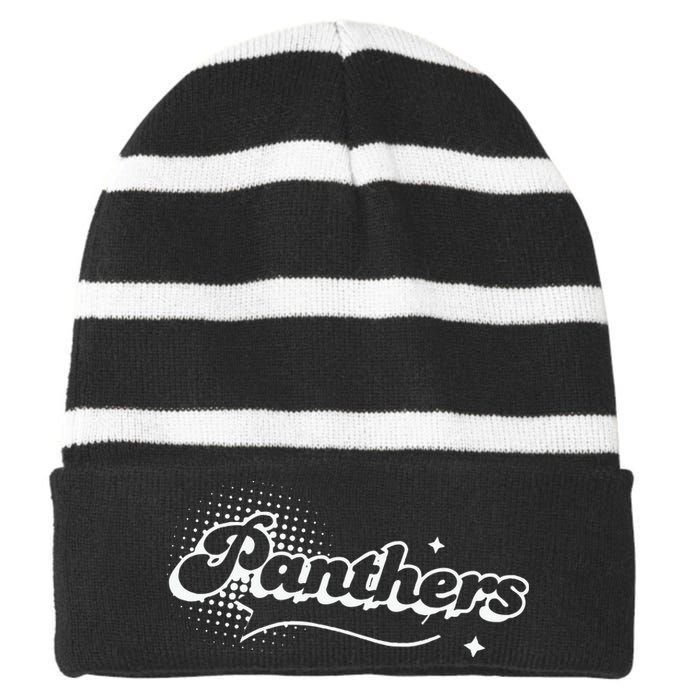 Mascot Back To School Spirit Sport Fans Game Striped Beanie with Solid Band