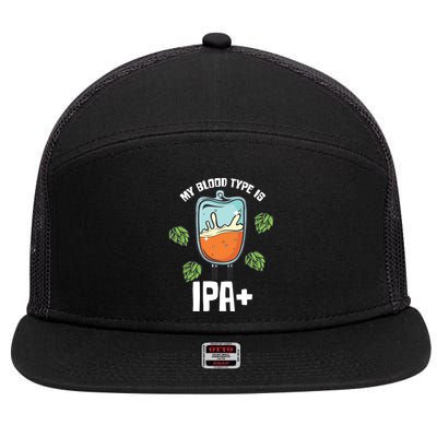 My Blood Type Is Ipa Funny Pale Ale Beer Lover Gift 7 Panel Mesh Trucker Snapback Hat