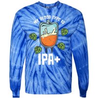 My Blood Type Is Ipa Funny Pale Ale Beer Lover Gift Tie-Dye Long Sleeve Shirt