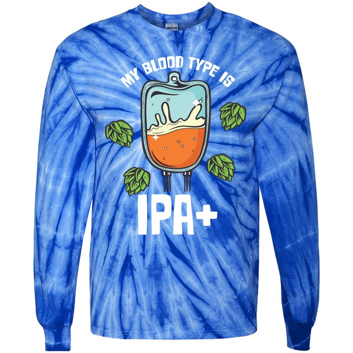 My Blood Type Is Ipa Funny Pale Ale Beer Lover Gift Tie-Dye Long Sleeve Shirt