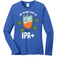 My Blood Type Is Ipa Funny Pale Ale Beer Lover Gift Ladies Long Sleeve Shirt