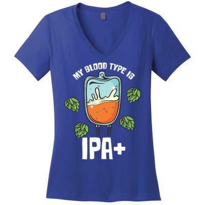 My Blood Type Is Ipa Funny Pale Ale Beer Lover Gift Women's V-Neck T-Shirt