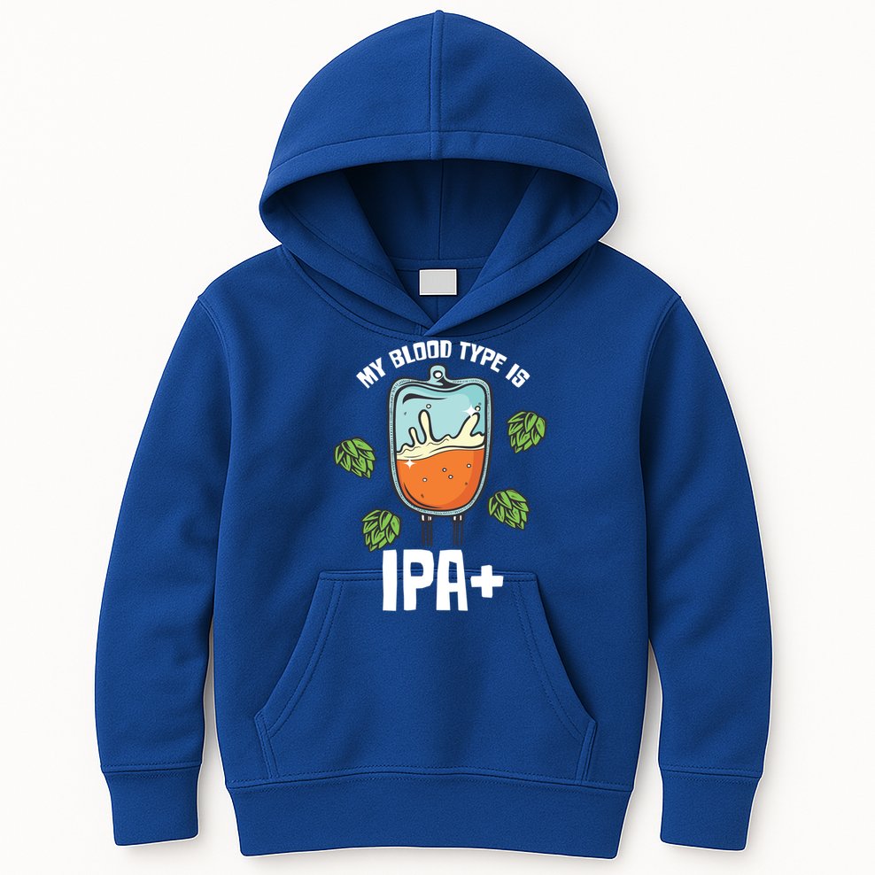 My Blood Type Is Ipa Funny Pale Ale Beer Lover Gift Kids Hoodie