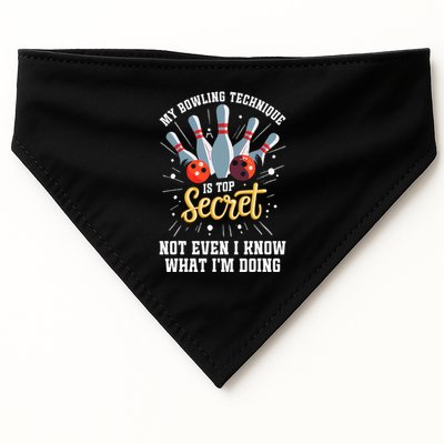 My Bowling Technique Is Top Secret Funny Bowling Bowler USA-Made Doggie Bandana