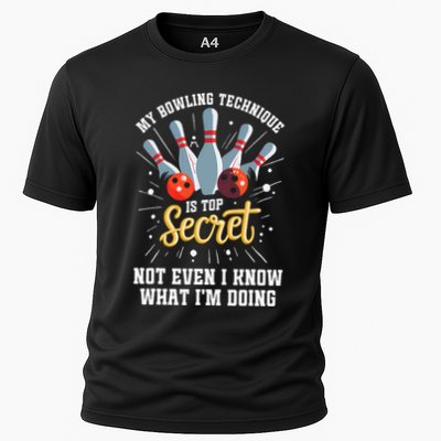 My Bowling Technique Is Top Secret Funny Bowling Bowler Performance Shirt