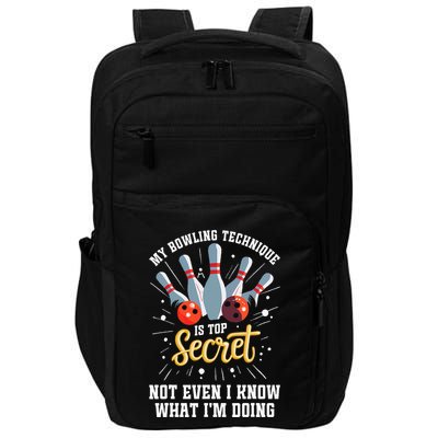 My Bowling Technique Is Top Secret Funny Bowling Bowler Impact Tech Backpack