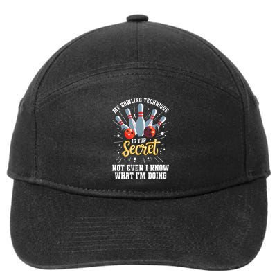 My Bowling Technique Is Top Secret Funny Bowling Bowler 7-Panel Snapback Hat