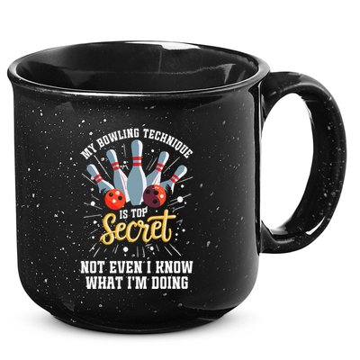 My Bowling Technique Is Top Secret Funny Bowling Bowler 15oz Campfire Ceramic Mug