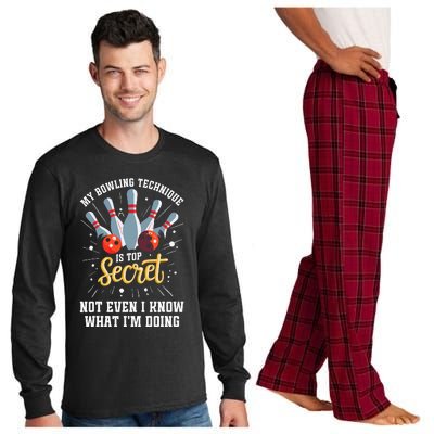 My Bowling Technique Is Top Secret Funny Bowling Bowler Long Sleeve Pajama Set