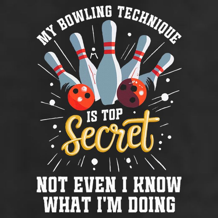 My Bowling Technique Is Top Secret Funny Bowling Bowler Crop Fleece Hoodie