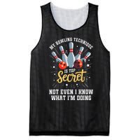 My Bowling Technique Is Top Secret Funny Bowling Bowler Mesh Reversible Basketball Jersey Tank