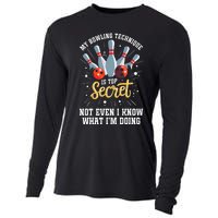 My Bowling Technique Is Top Secret Funny Bowling Bowler Cooling Performance Long Sleeve Crew