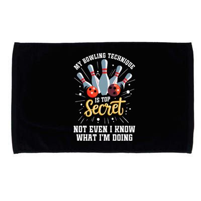 My Bowling Technique Is Top Secret Funny Bowling Bowler Microfiber Hand Towel