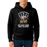 My Bowling Technique Is Top Secret Funny Bowling Bowler Kids Hoodie