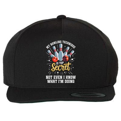 My Bowling Technique Is Top Secret Funny Bowling Bowler Wool Snapback Cap