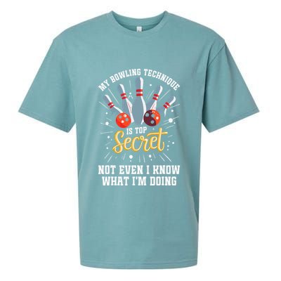 My Bowling Technique Is Top Secret Funny Bowling Bowler Sueded Cloud Jersey T-Shirt