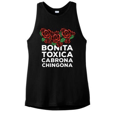 Mexicana Bonita Toxica Viva La Bonita Toxica Pero Chingona Ladies PosiCharge Tri-Blend Wicking Tank